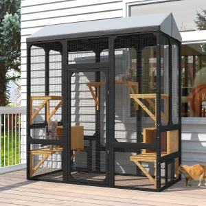 72" Outdoor Cat Catio with Waterproof Cover,