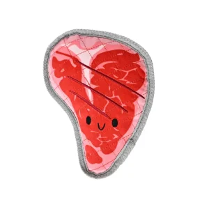 Tough Steak Plush Dog Toy with Squeaker